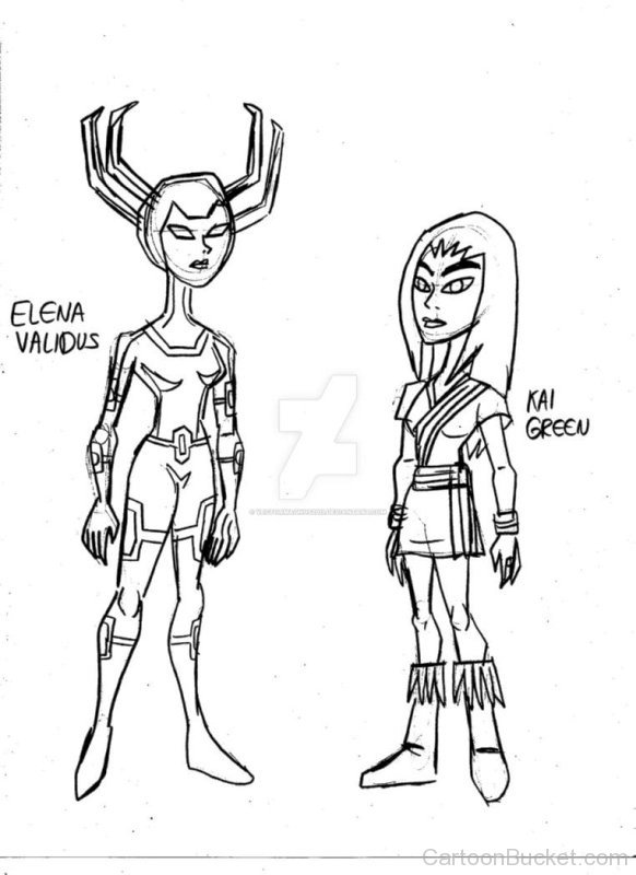 Sketch Of Elena Validus And Kai Green-udb5612