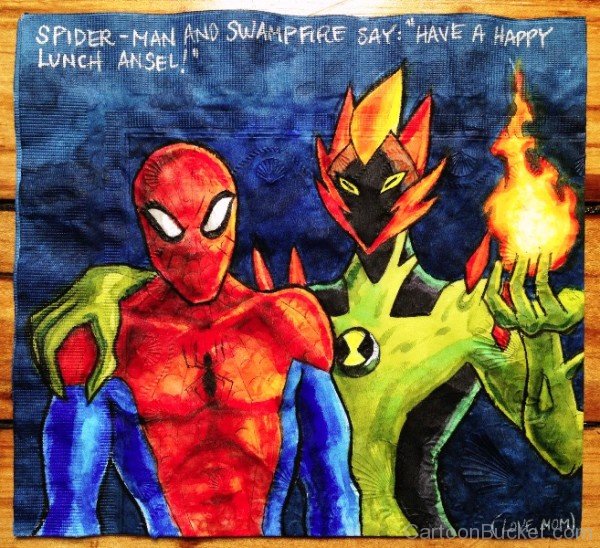 Swampfire With Spiderman-vje3227