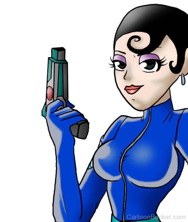 Agent Honeydew Holding Gun