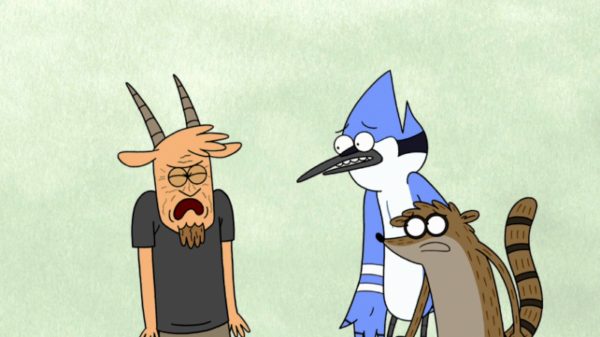 Rigby And Mordecai Looking At Thomas