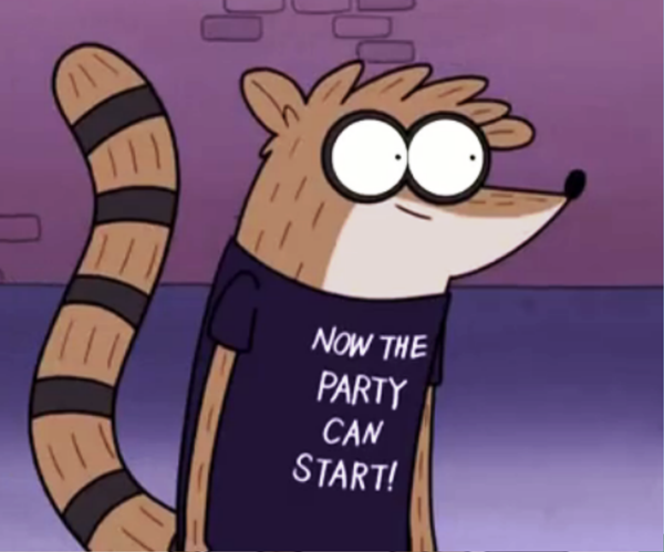 Rigby Wearing Blue Tshirt