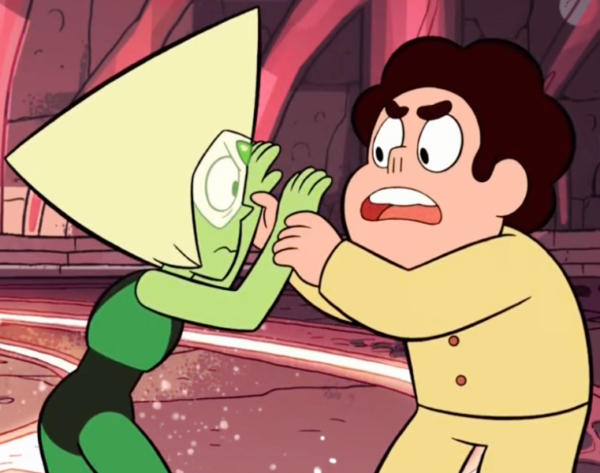 Steven Universe Holding Peridot's Hand