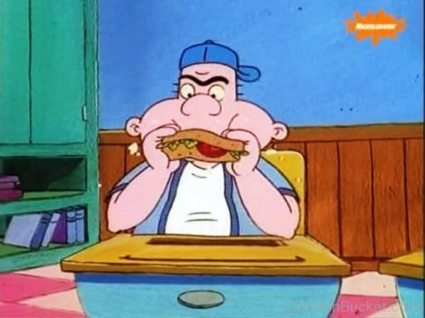 Harold Berman eating Burger