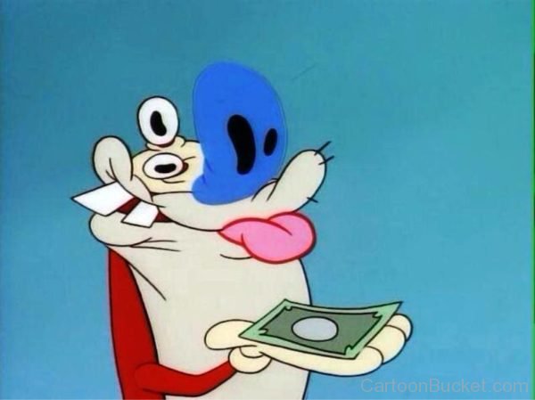 Stimpy Holding Paper