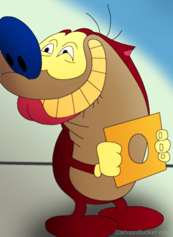 Stimpy Holding Paper Image