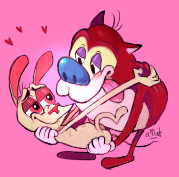 Stimpy Holding Ren