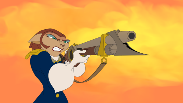 Captain Amelia Holding Gun