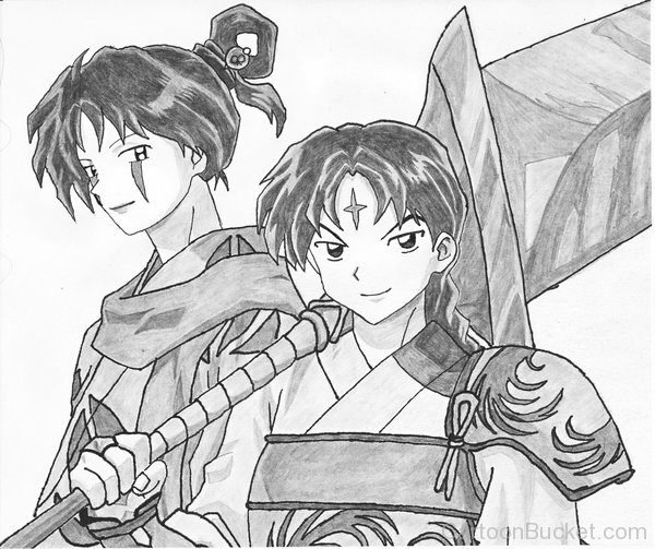 Pencil Sketch Of Bankotsu And Friend