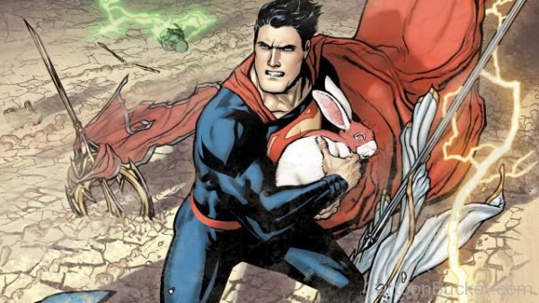 Superman Holding Rabbit